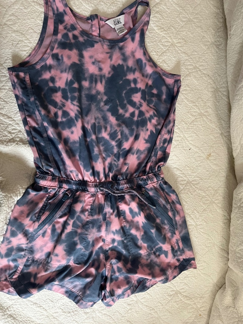 GAP/Athleta Lightweight Romper in Pink and Denim Blue